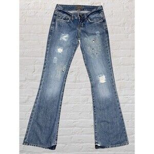 Distressed Blue Boot Cut Jeans